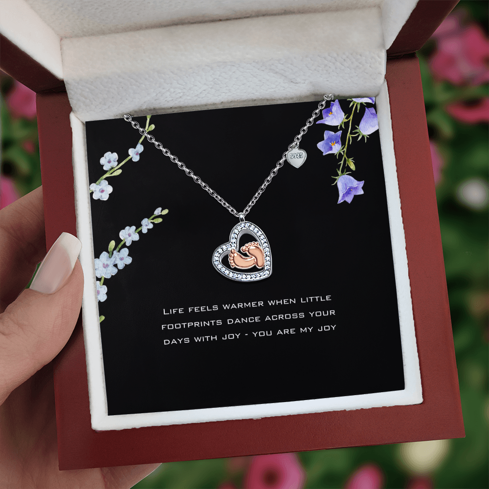 Baby Feet Heart Necklace
