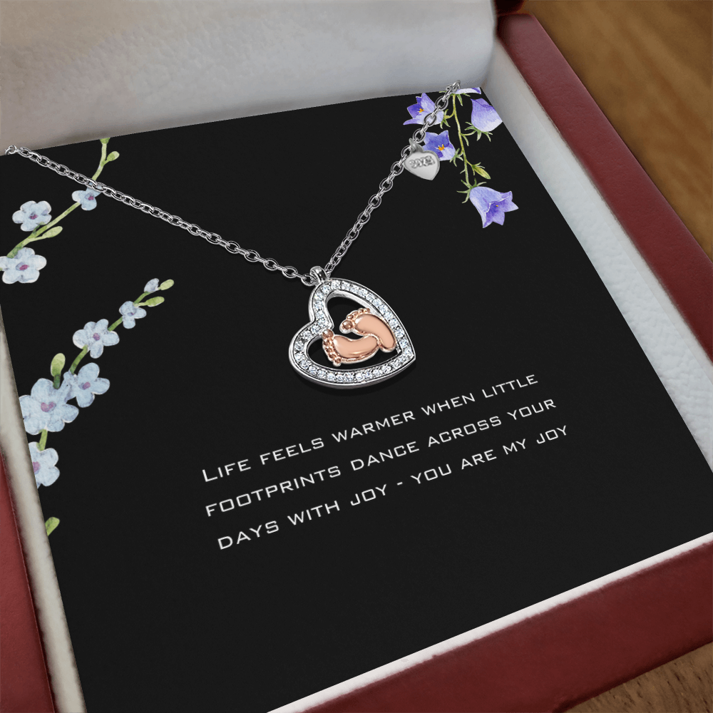 Baby Feet Heart Necklace