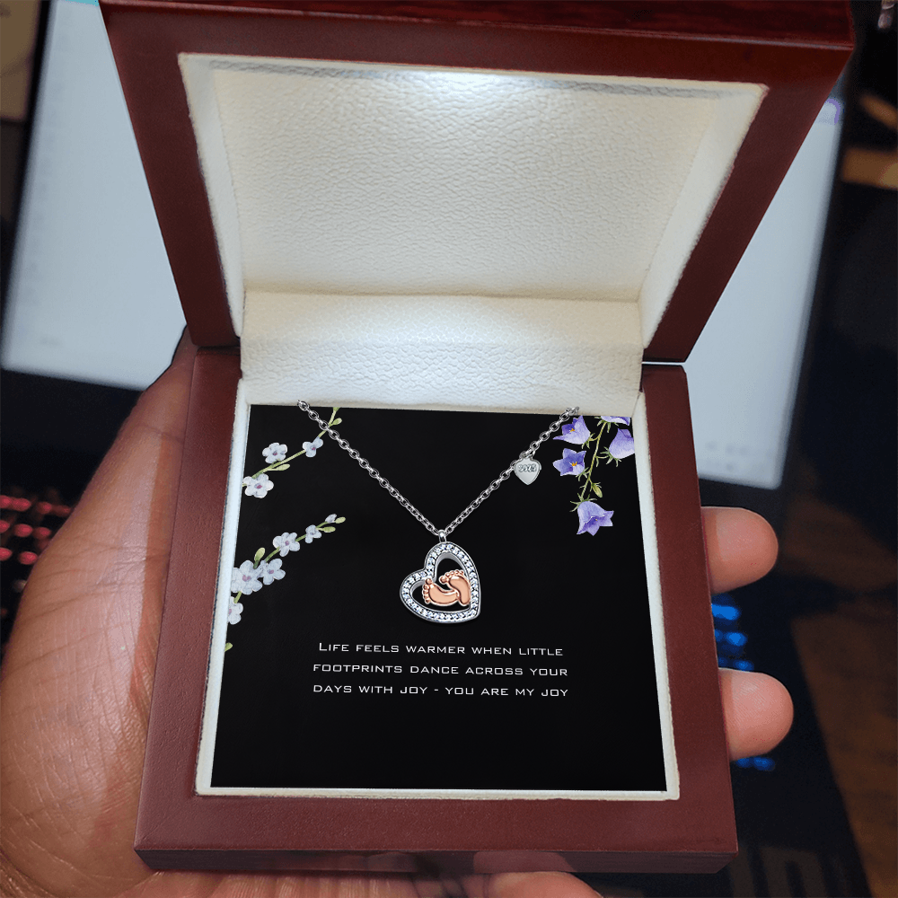 Baby Feet Heart Necklace