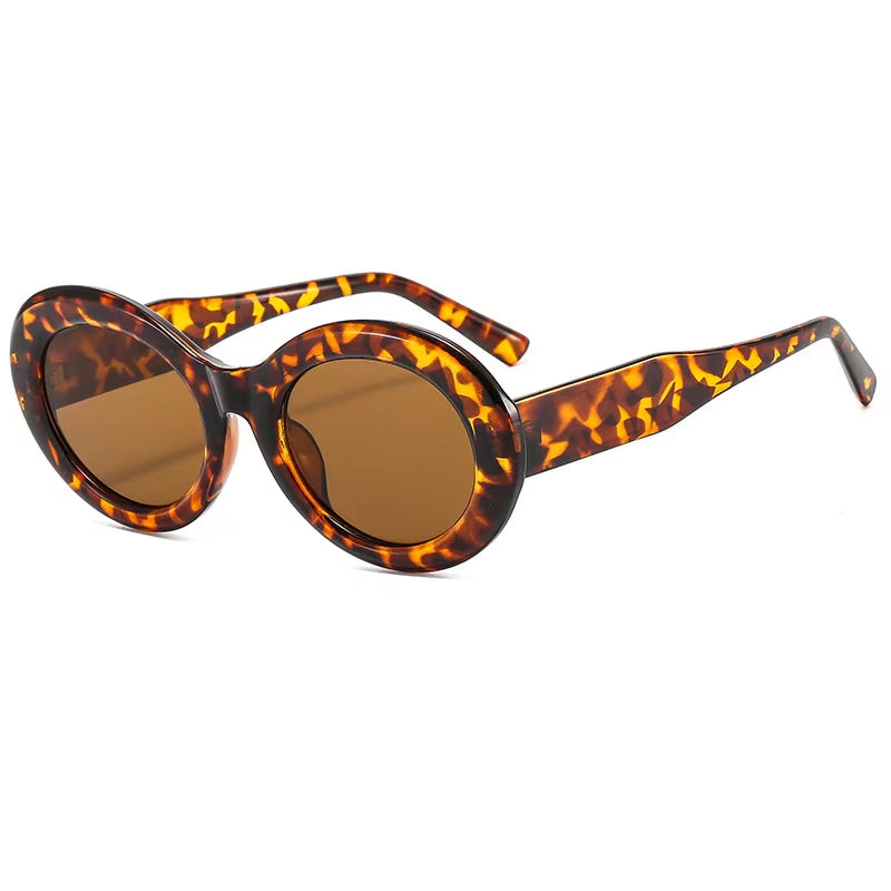 Retro Zebra Stripe Print Oval  Sunglasses  