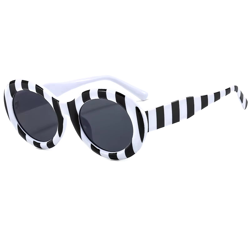 Retro Zebra Stripe Print Oval  Sunglasses  