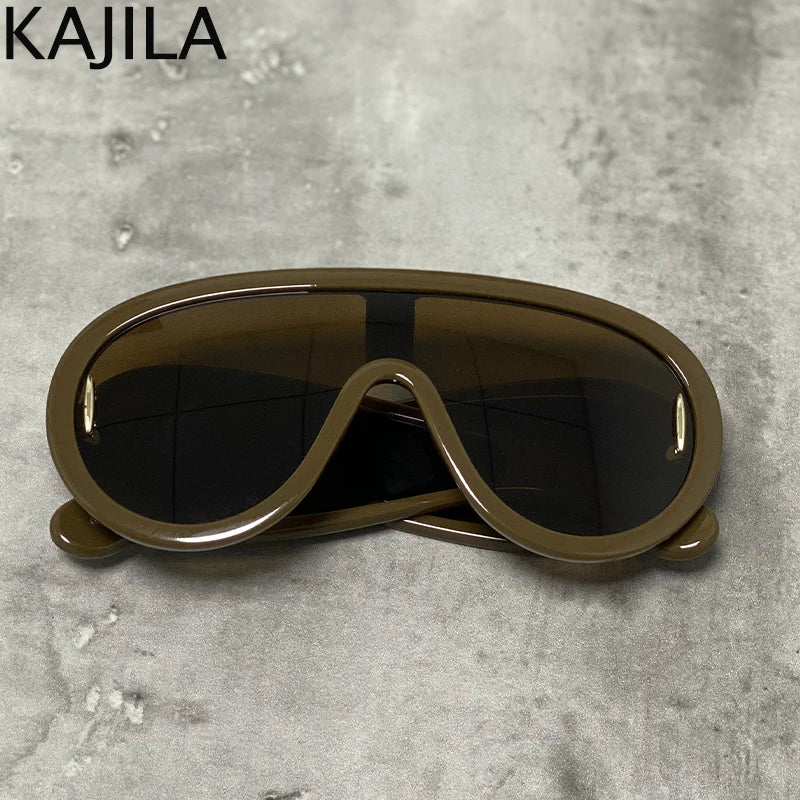 Oversized Wave Mask One-Piece Sunglasses  