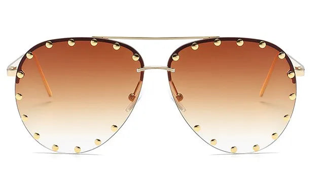 Metal Rivet Pilot Sunglasses  