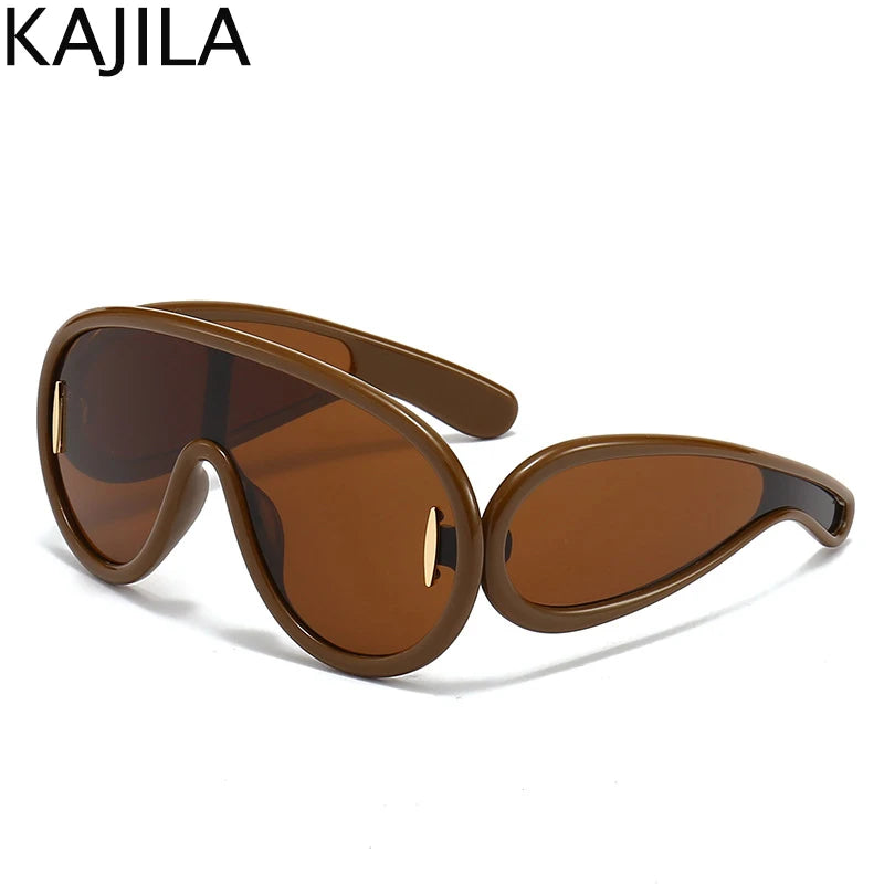 Oversized Wave Mask One-Piece Sunglasses  