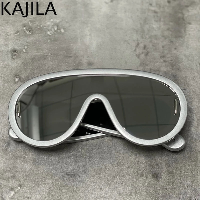 Oversized Wave Mask One-Piece Sunglasses  