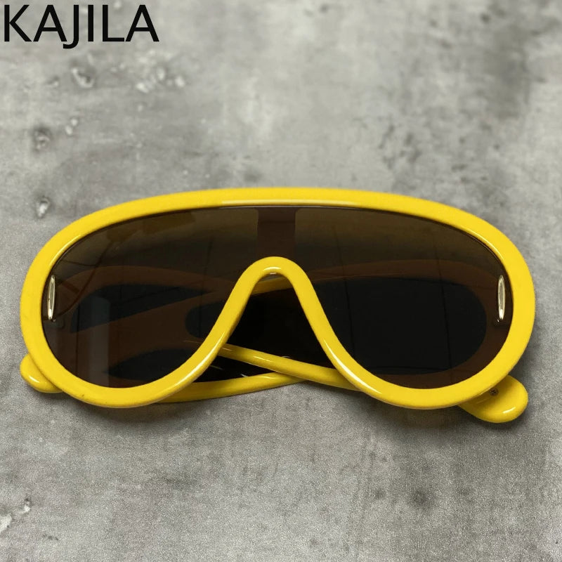 Oversized Wave Mask One-Piece Sunglasses  