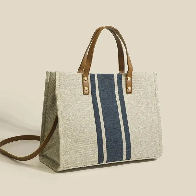 Stripe Canvas Bucket Handbags  