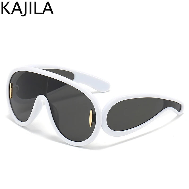 Oversized Wave Mask One-Piece Sunglasses  