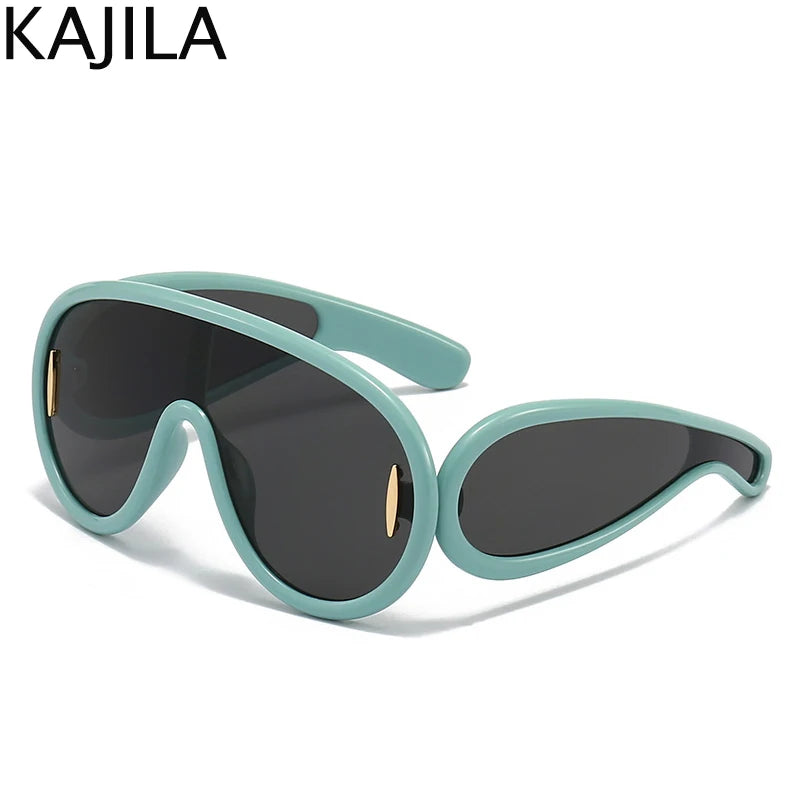 Oversized Wave Mask One-Piece Sunglasses  