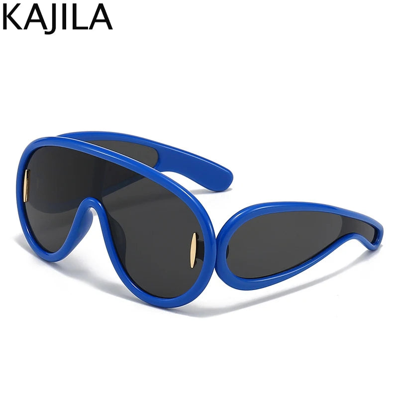 Oversized Wave Mask One-Piece Sunglasses  