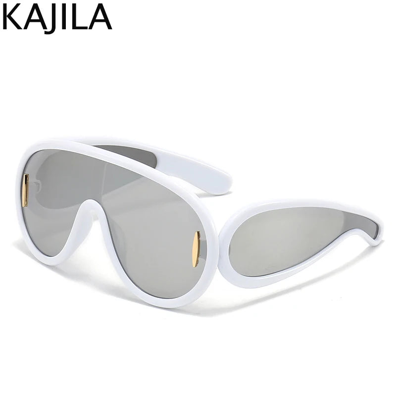 Oversized Wave Mask One-Piece Sunglasses  