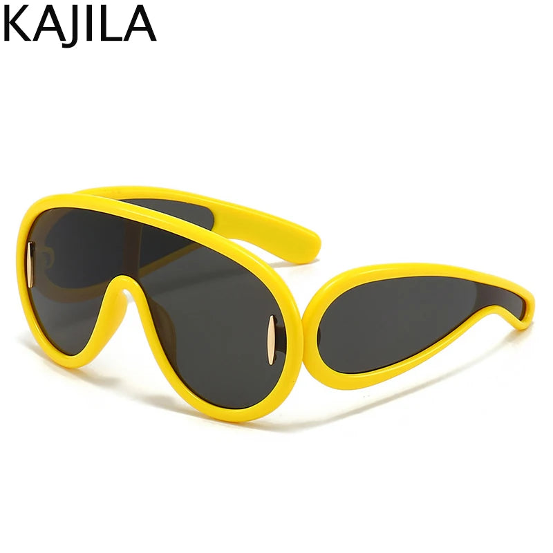 Oversized Wave Mask One-Piece Sunglasses  