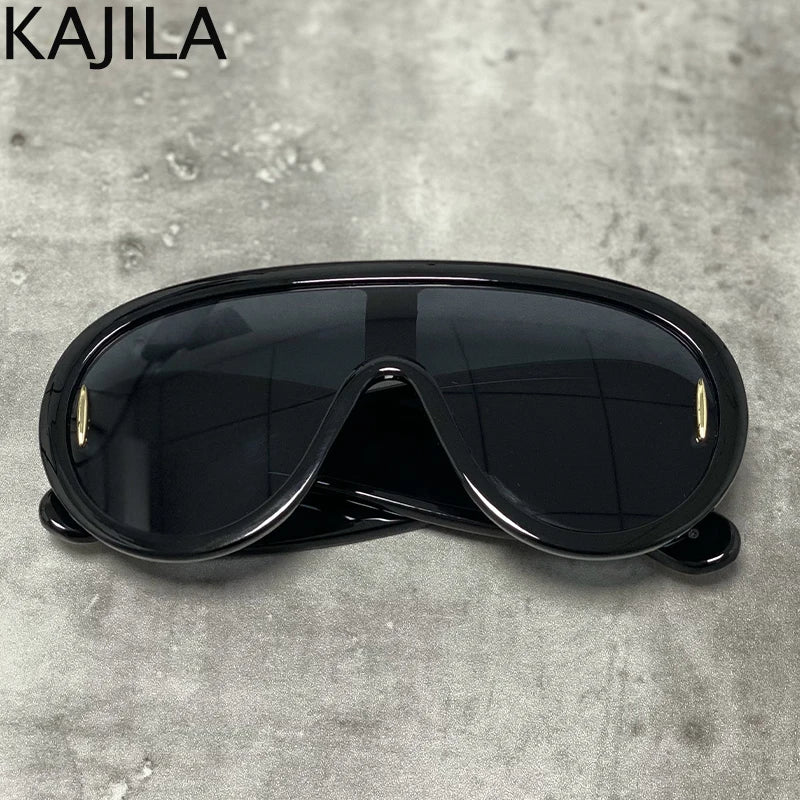 Oversized Wave Mask One-Piece Sunglasses  