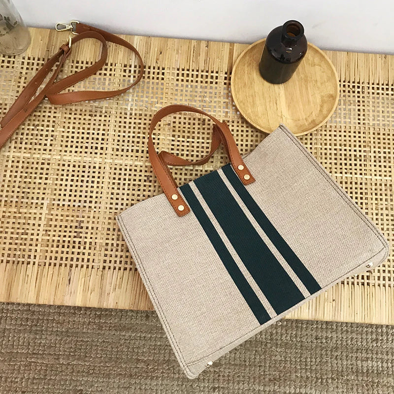 Stripe Canvas Bucket Handbags  