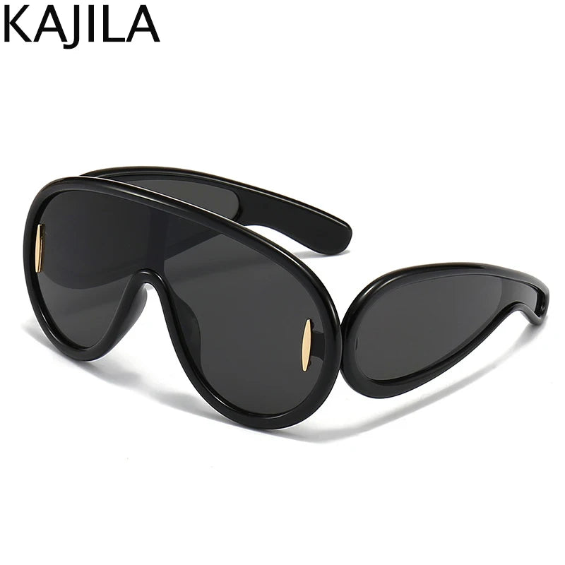 Oversized Wave Mask One-Piece Sunglasses  