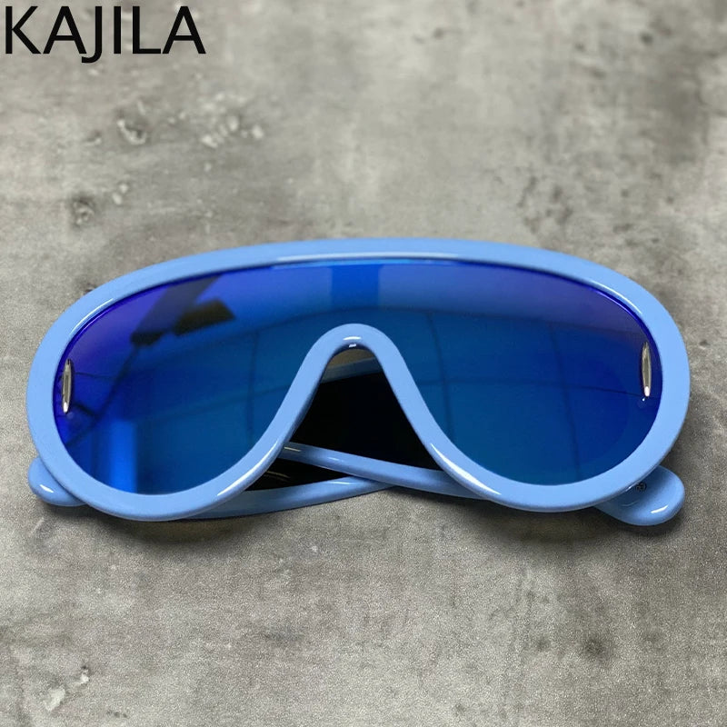 Oversized Wave Mask One-Piece Sunglasses  