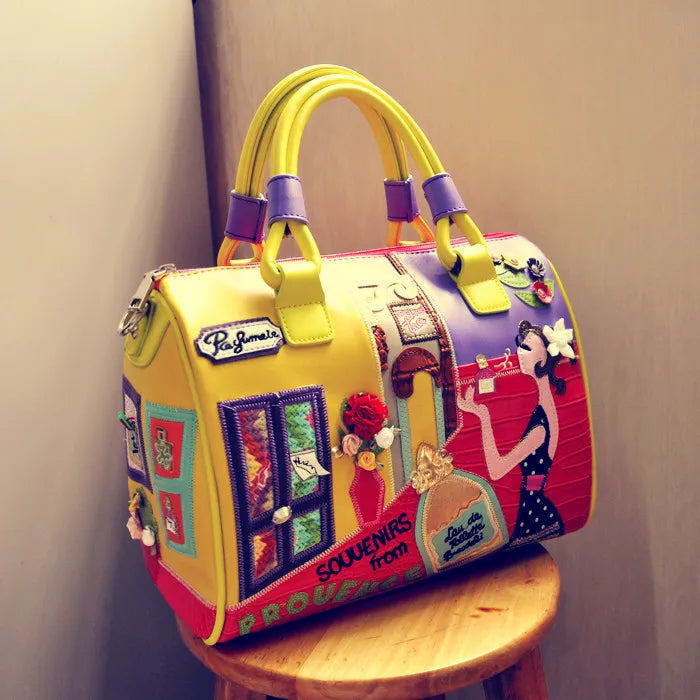 Candy Color Tote Italian Leather Bags  