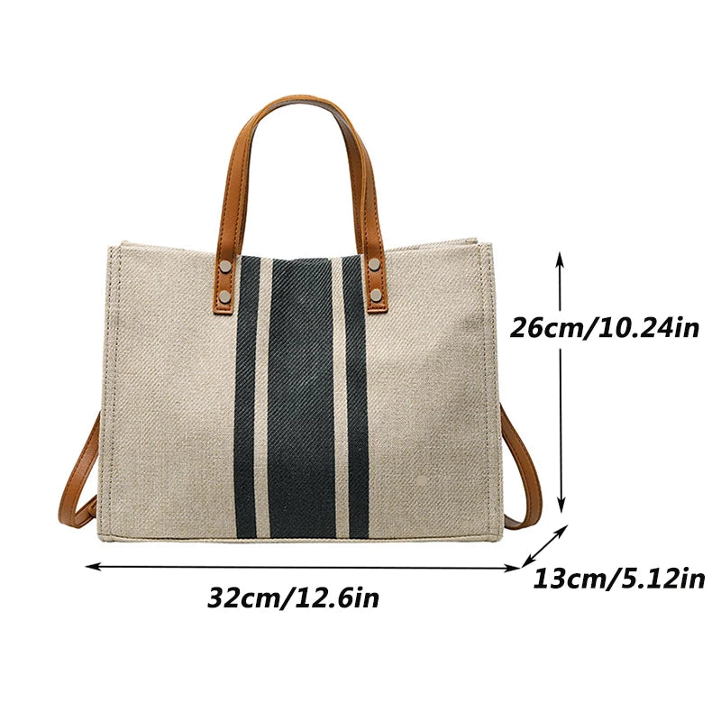 Stripe Canvas Bucket Handbags  