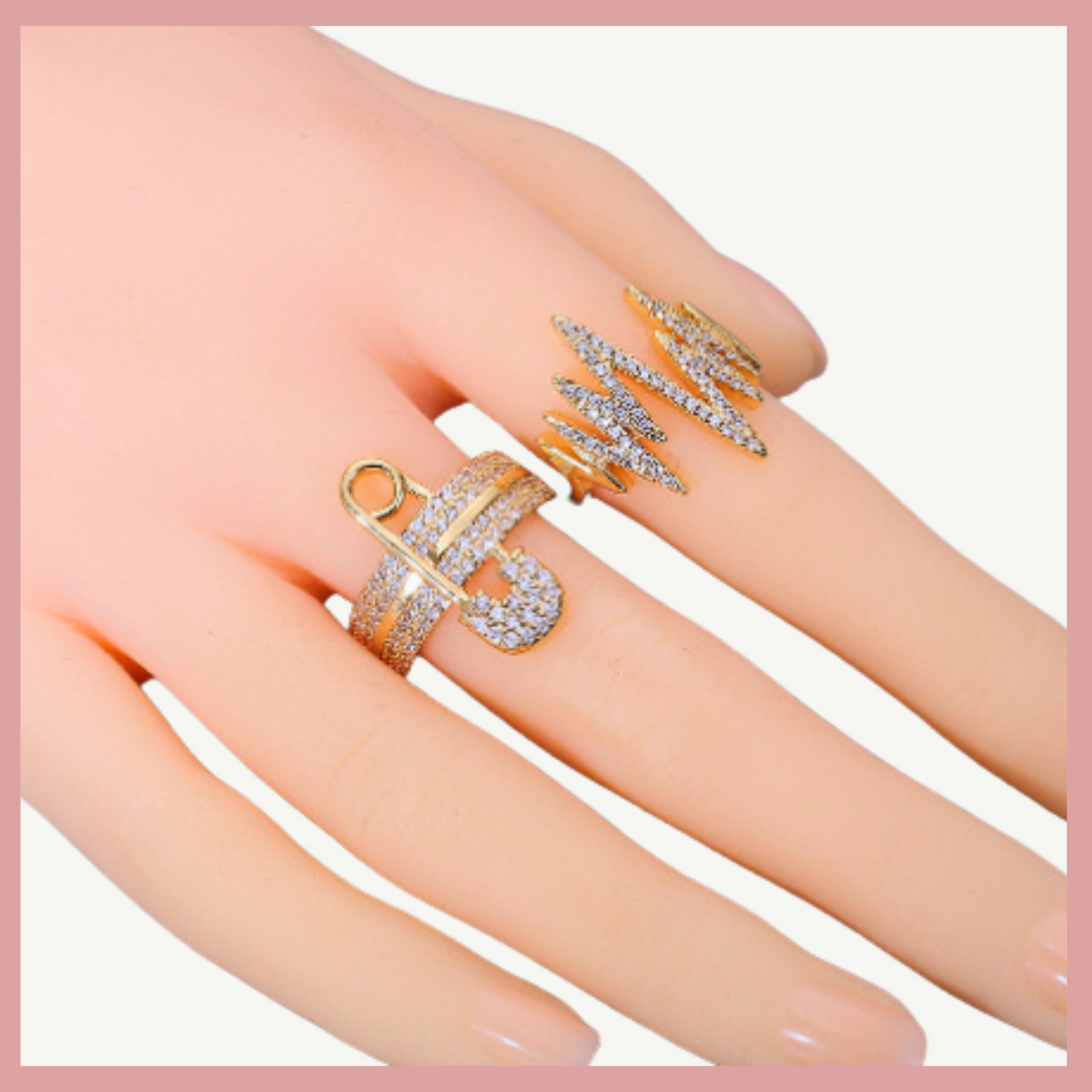 Zircon Paper Clip Geometric Ring