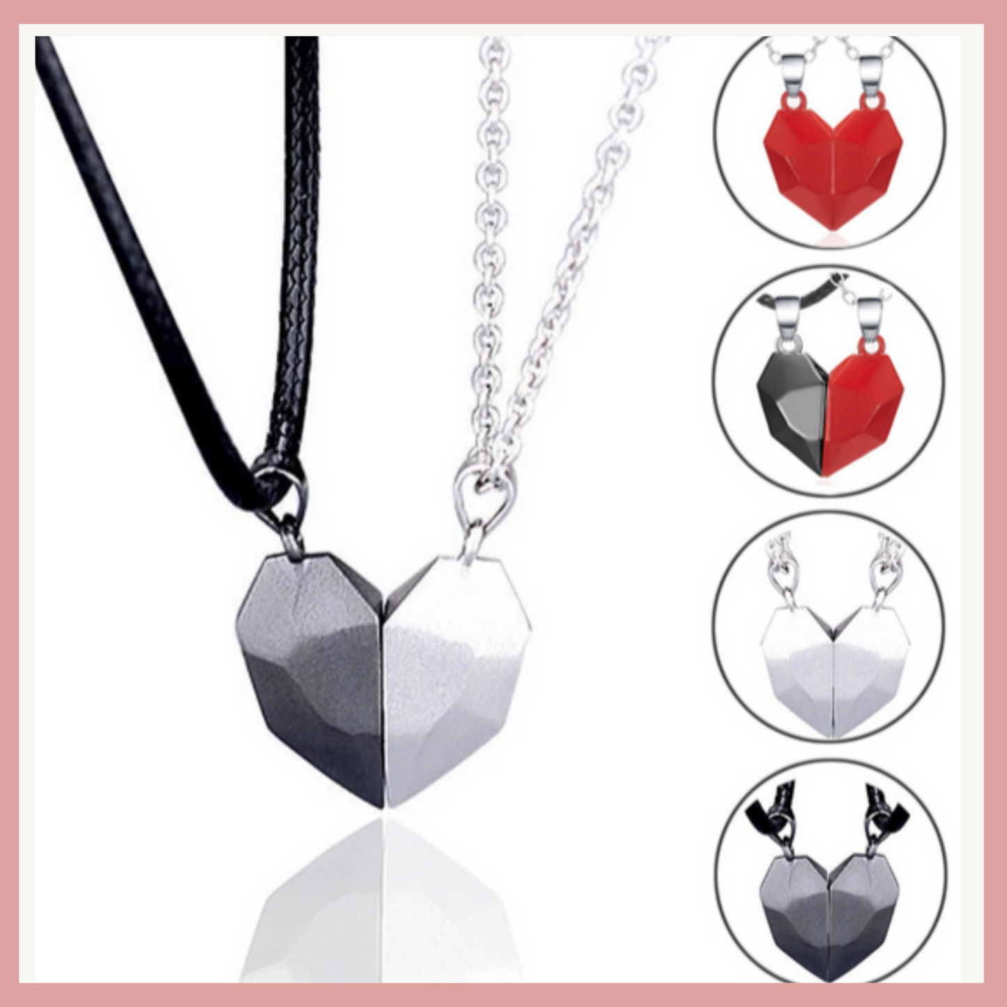 Magnetic Lovers Matching Heart Pendant