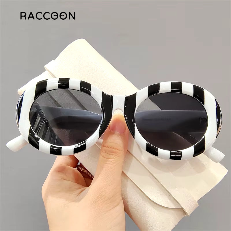 Retro Zebra Stripe Print Oval  Sunglasses  