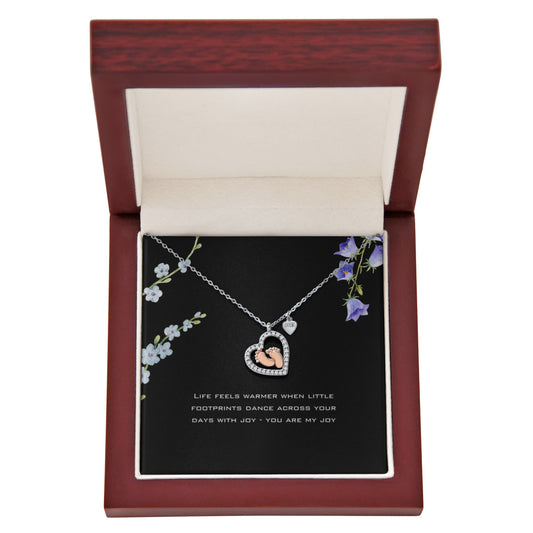 Baby Feet Heart Necklace